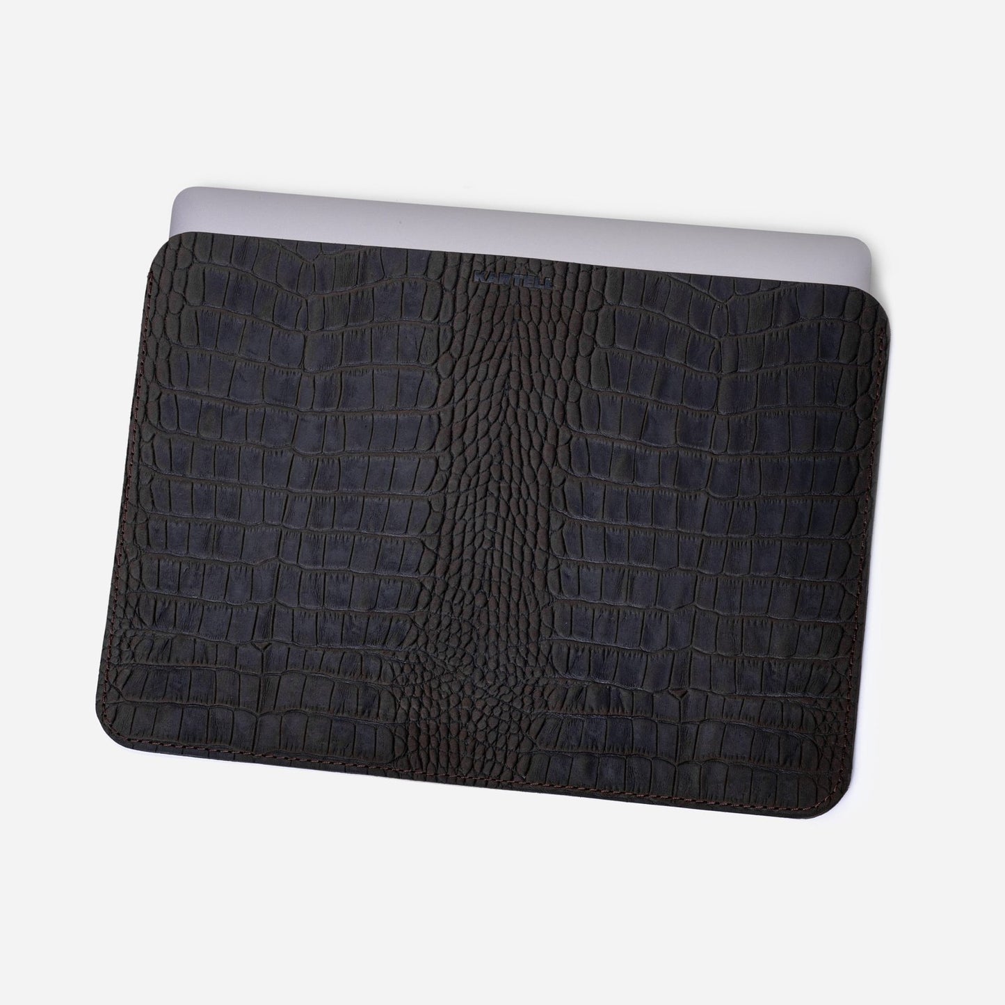 Відкритий чохол для MacBook 13 Air Pro з телячої шкіри, тисненої під крокодила у темно-коричневому кольорі
