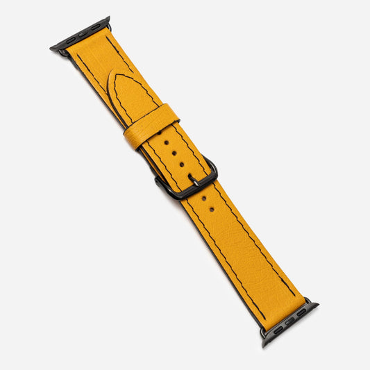 Ремінець для Apple Watch зі шкіри страуса в оранжевому кольорі без фолікул