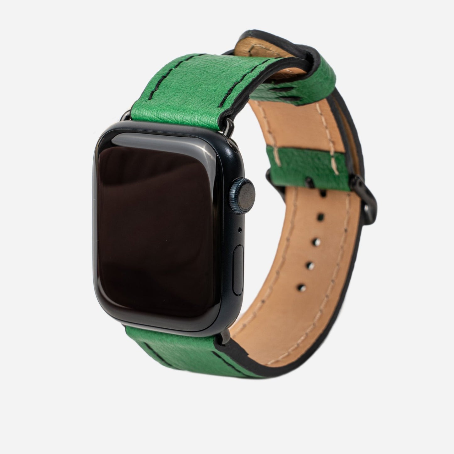 Ремінець для Apple Watch зі шкіри страуса в зеленому кольорі без фолікул