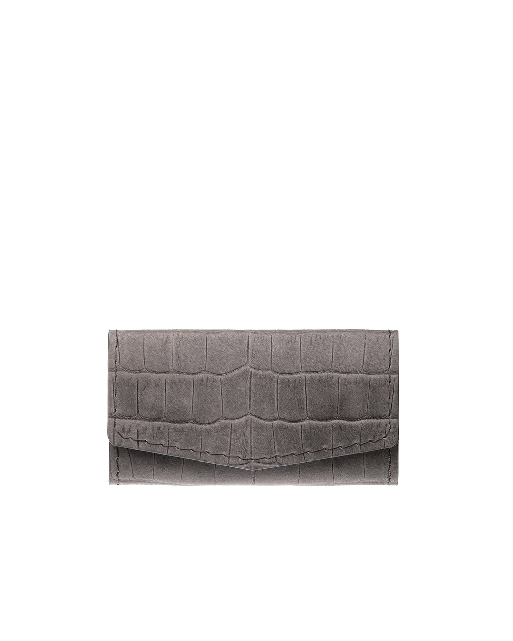 Key holder made of gray crocodile-embossed leather