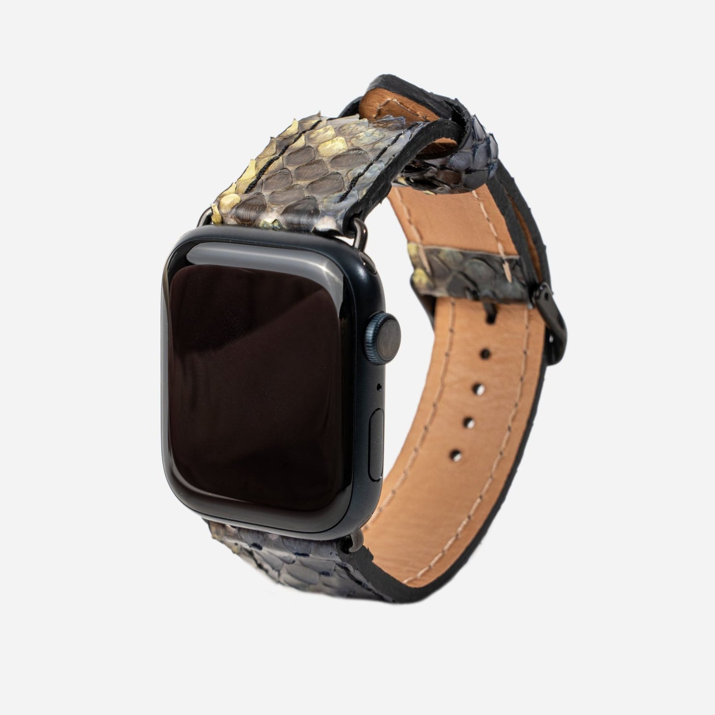 Ремінець для Apple Watch зі шкіри пітона у синьо-жовтому кольорі