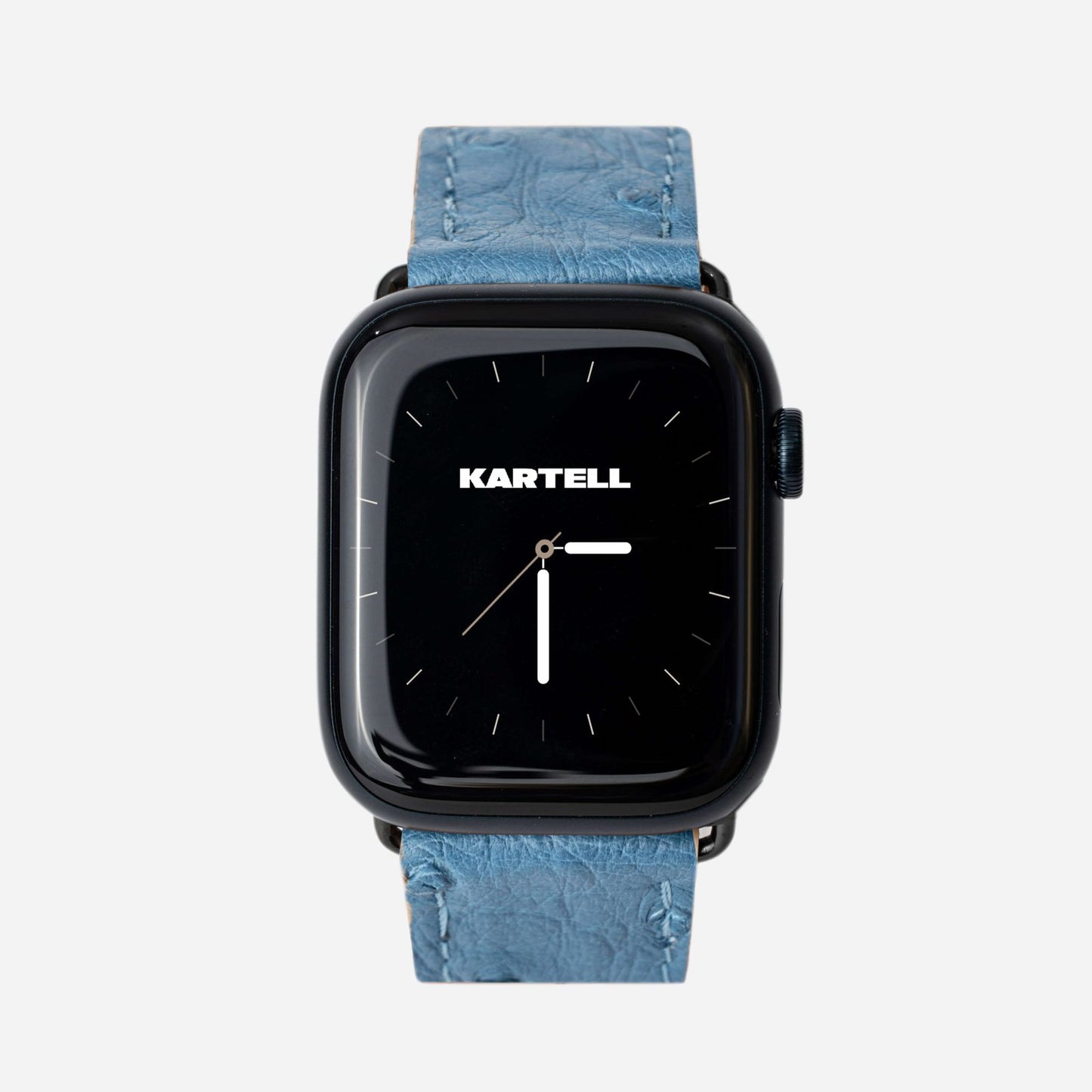 Ремінець для Apple Watch зі шкіри страуса в блакитному кольорі з фолікулами