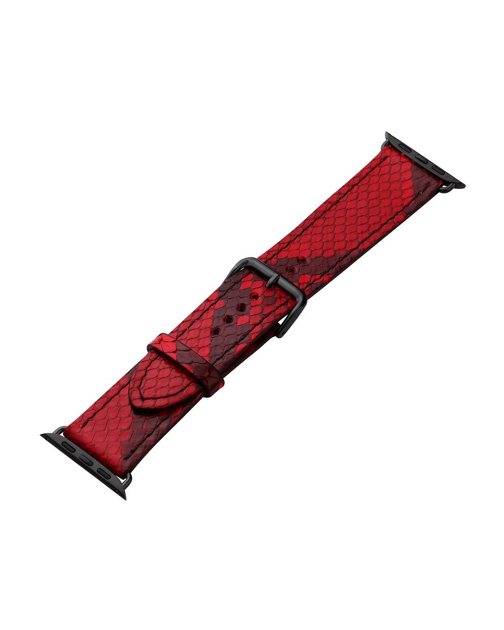 Python leather strap for Apple Watch in red color with pattern