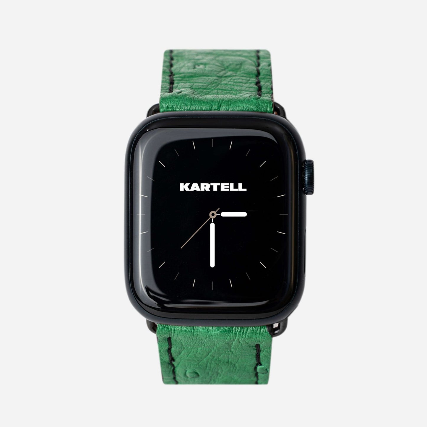 Ремінець для Apple Watch зі шкіри страуса в зеленому кольорі з фолікулами