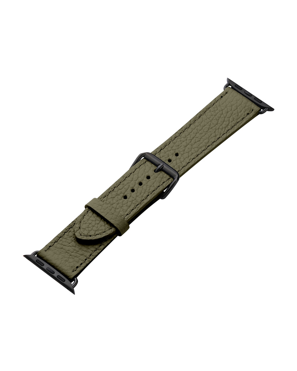 Apple Watch strap made of olive-colored floater leather