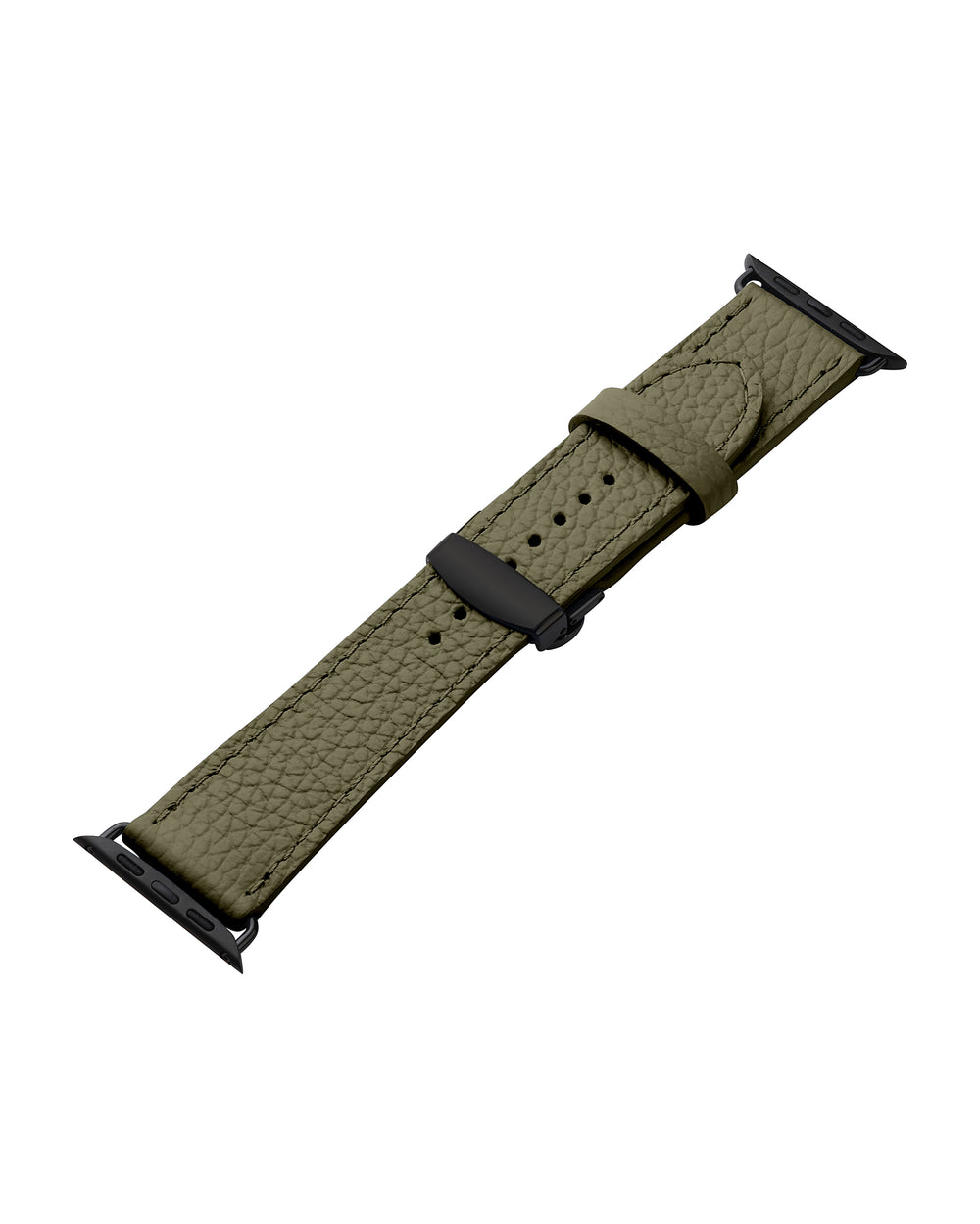 Apple Watch strap made of olive-colored floater leather