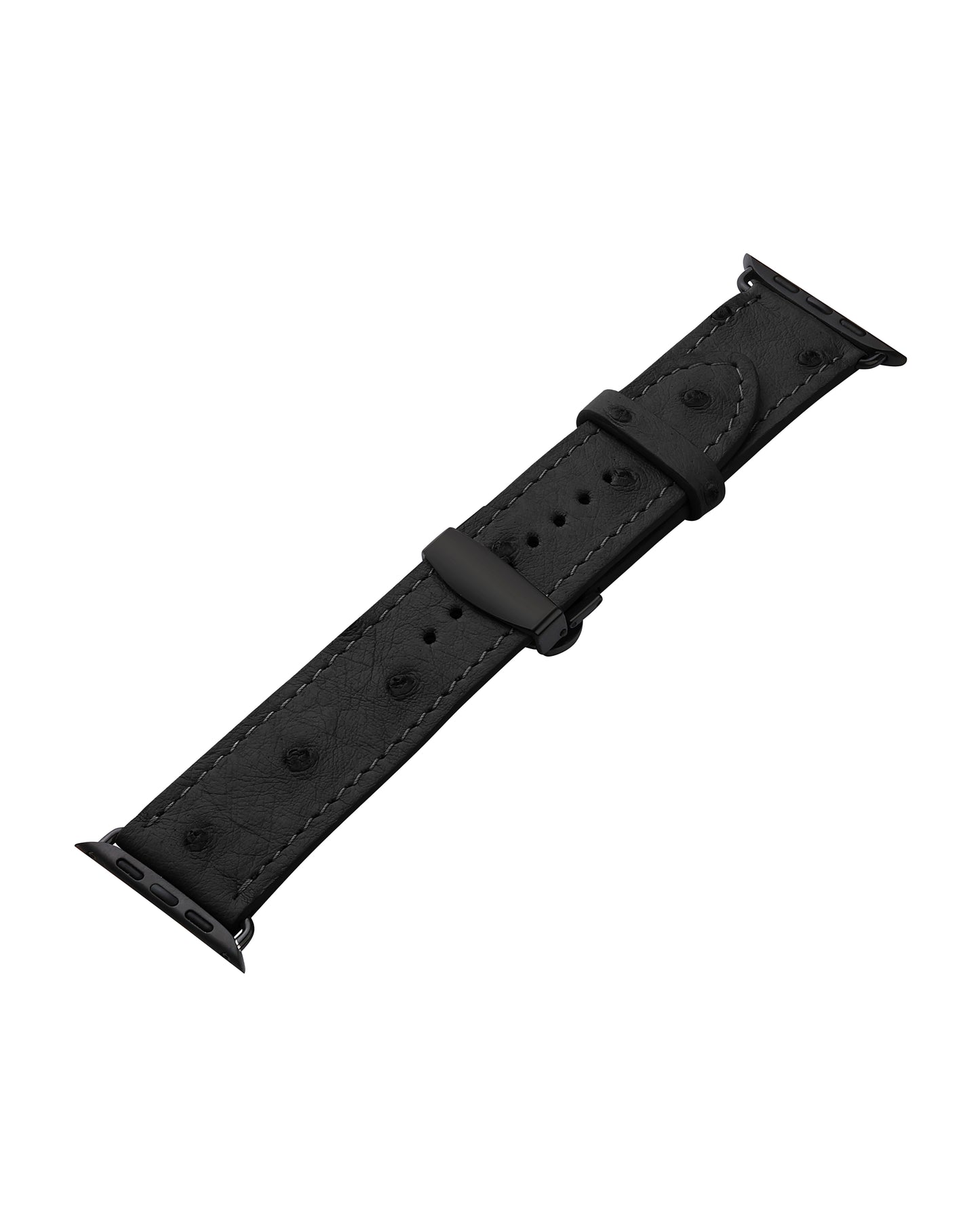 Ремінець для Apple Watch зі шкіри страуса в чорному кольорі з фолікулами