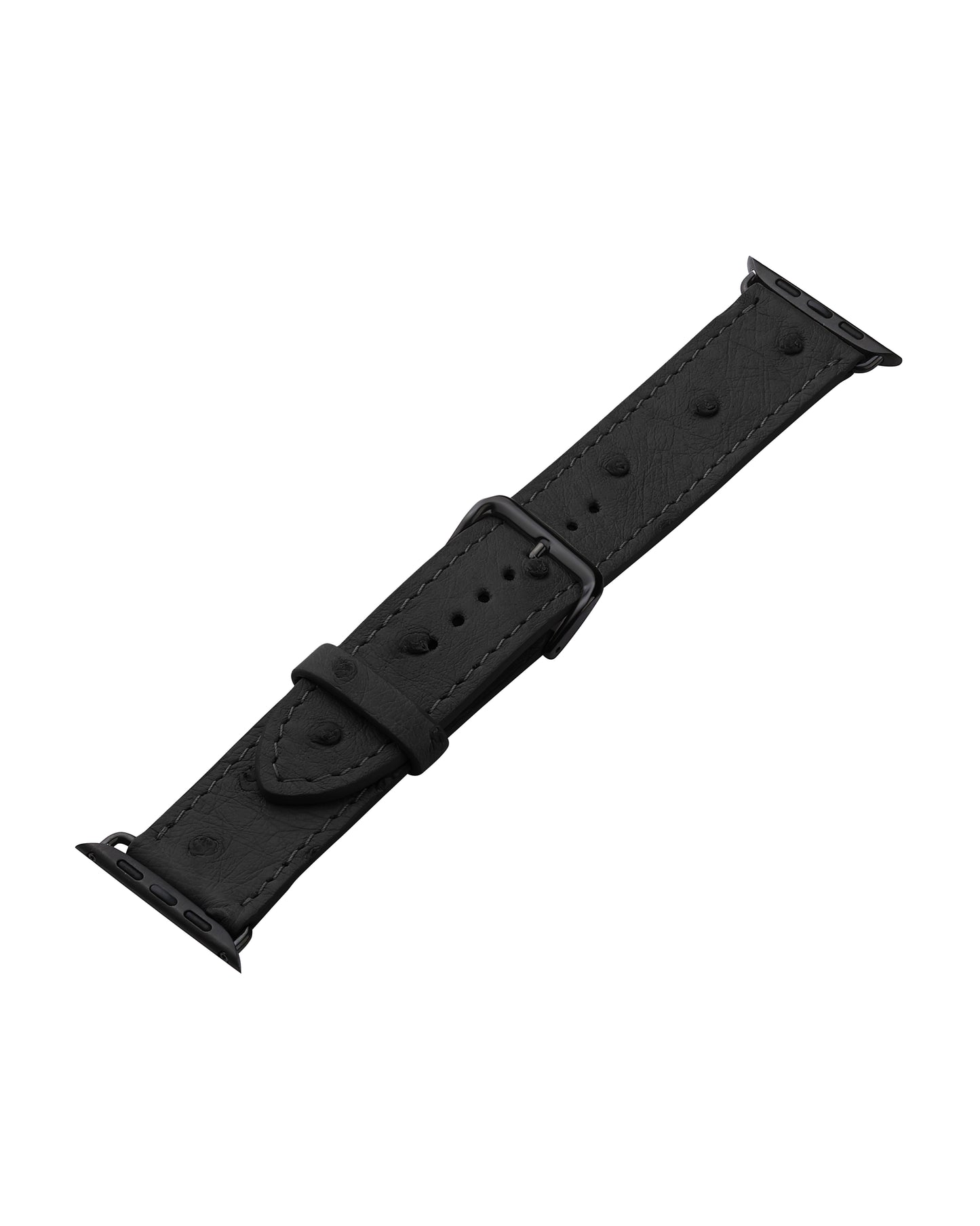 Ремінець для Apple Watch зі шкіри страуса в чорному кольорі з фолікулами