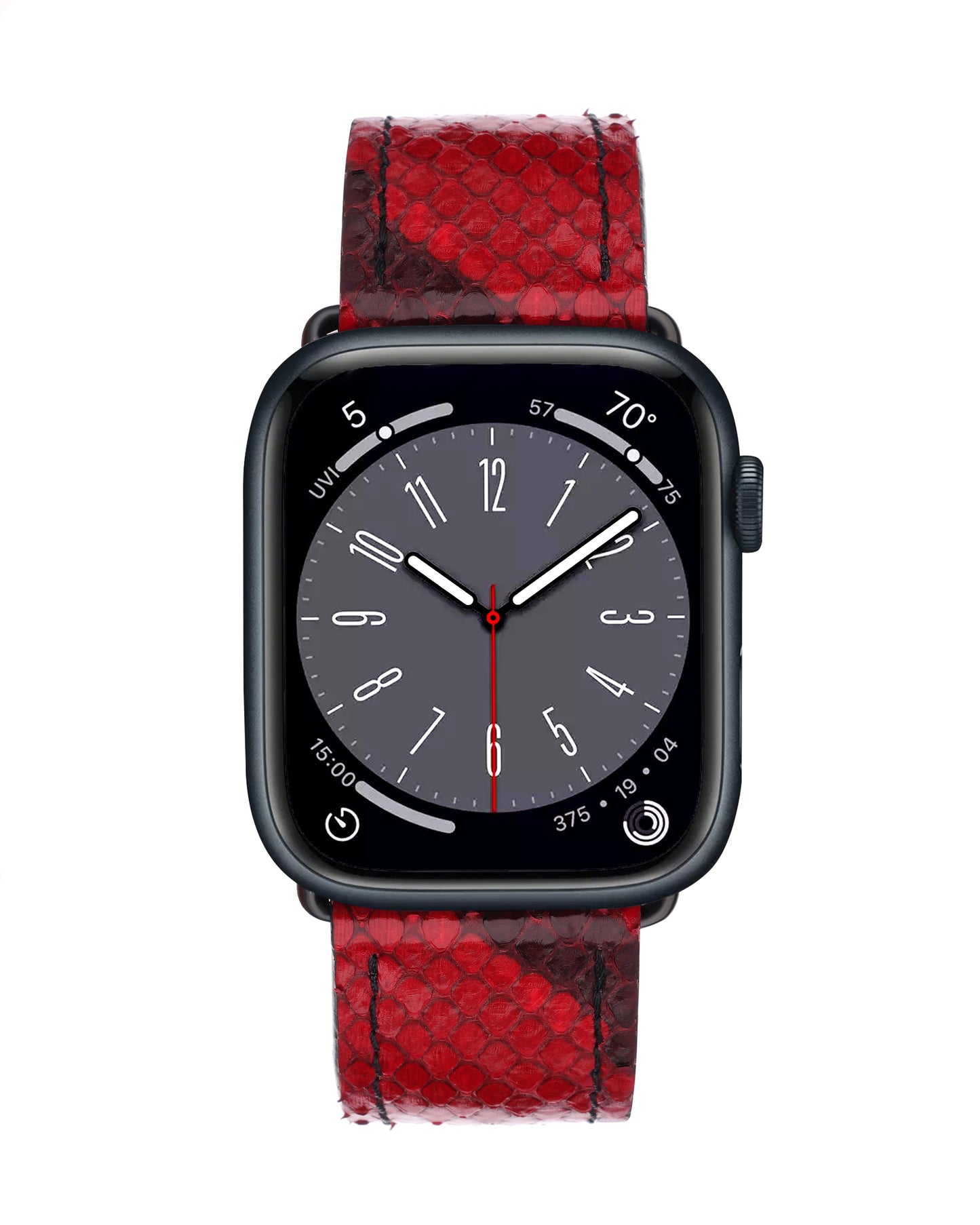 Ремінець для Apple Watch зі шкіри пітона в червоному кольорі з малюнком