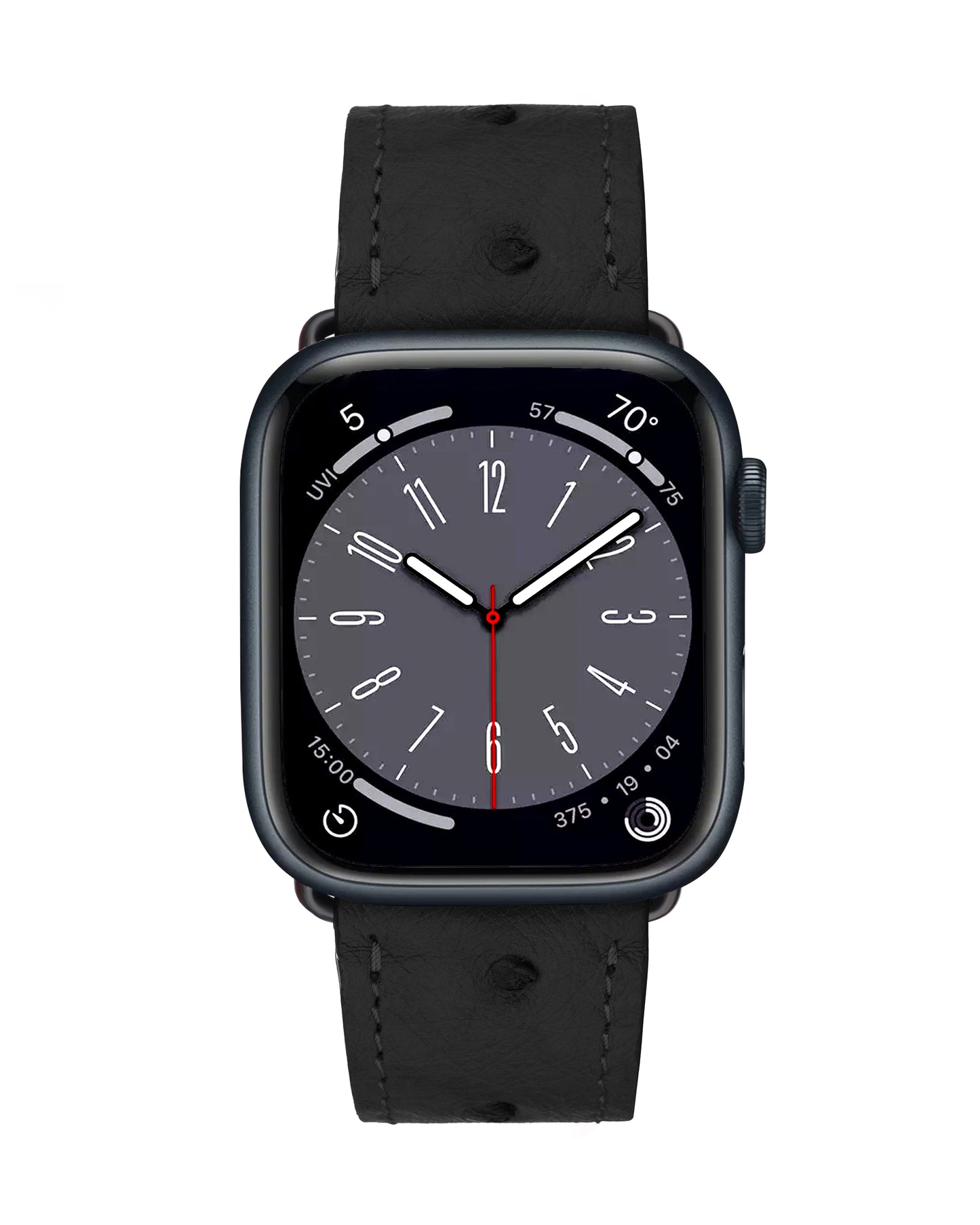 Ремінець для Apple Watch зі шкіри страуса в чорному кольорі з фолікулами