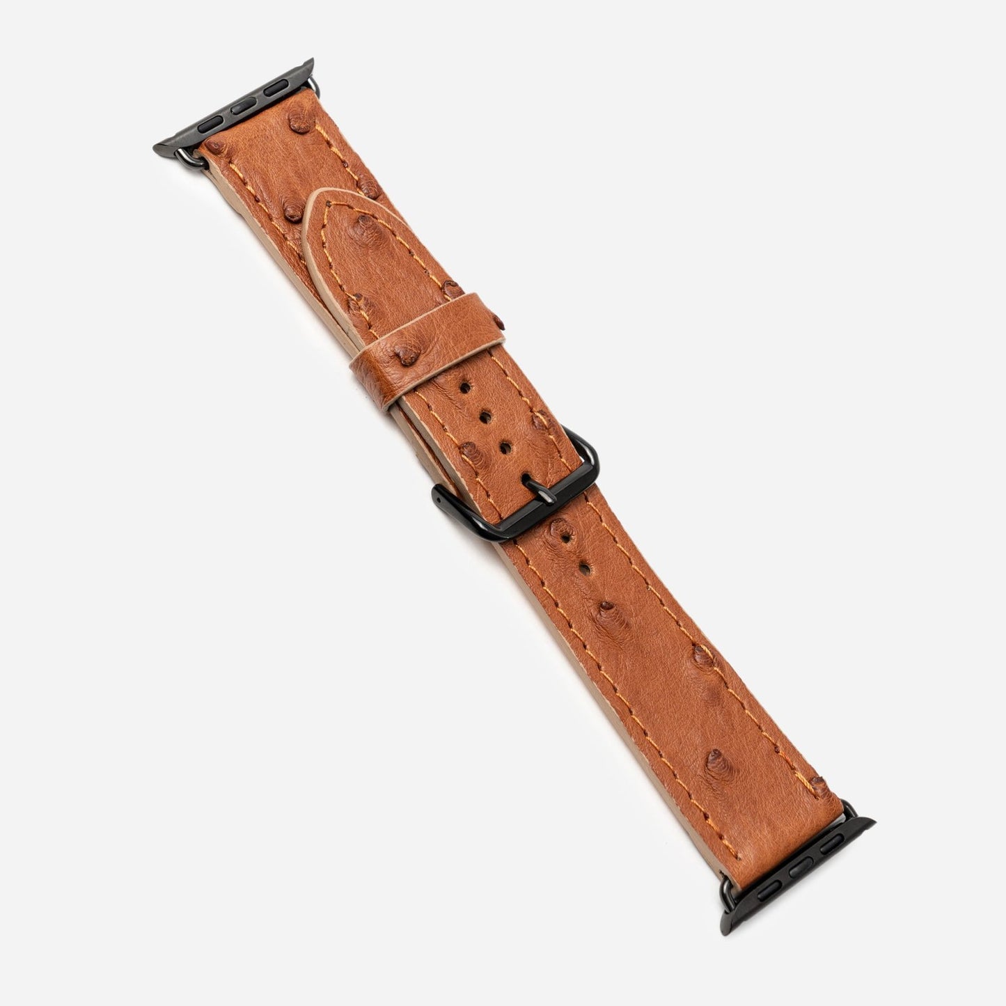 Ремінець для Apple Watch зі шкіри страуса в рижому кольорі з фолікулами