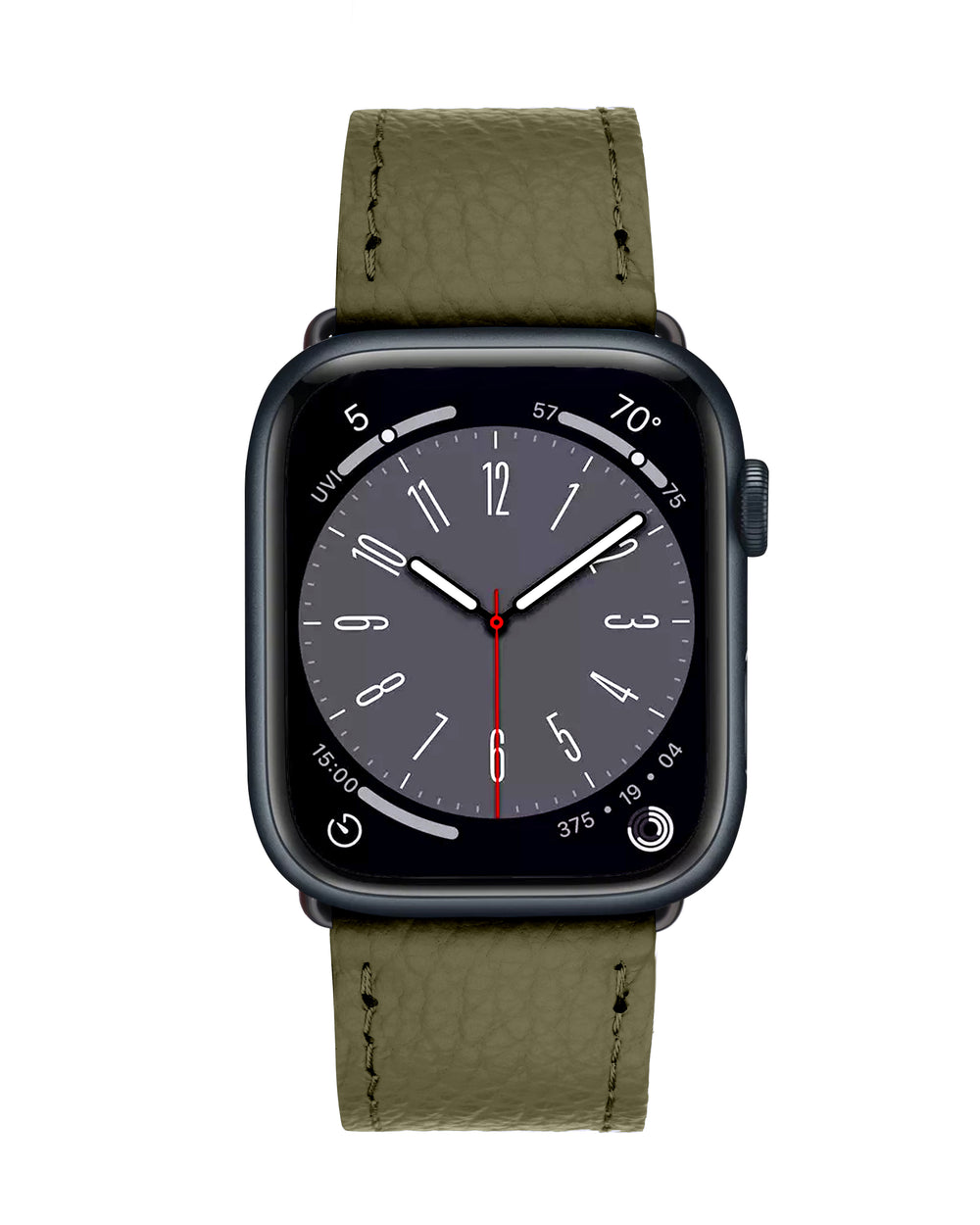 Apple Watch strap made of olive-colored floater leather