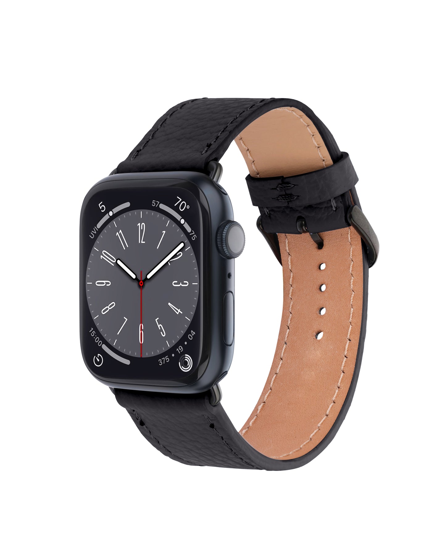 Ремінець для Apple Watch зі шкіри флотар у чорному  кольорі