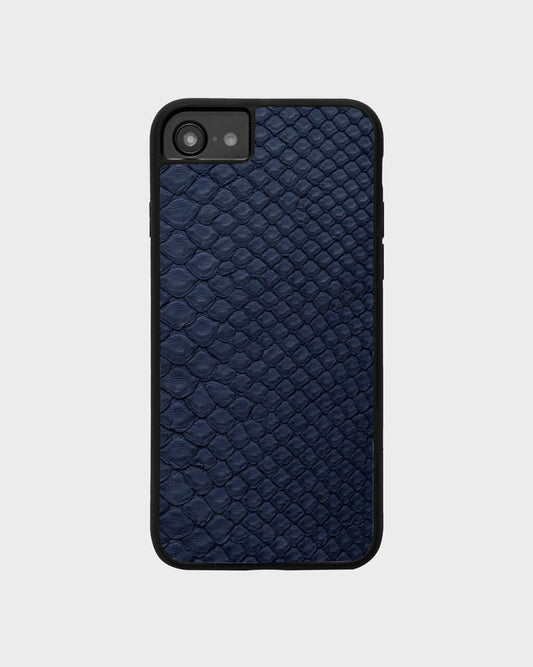 Чохол із темно-синьої шкіри пітона з дрібними лусочками для iPhone se2020