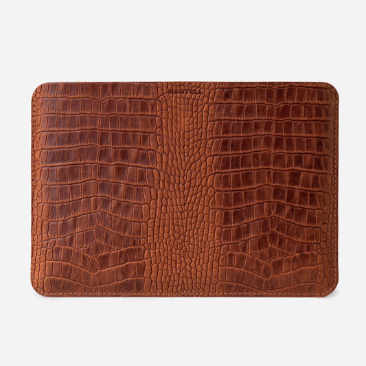 Відкритий чохол для MacBook 16 Pro (2019) з телячої шкіри, тисненої під крокодила у рудому кольорі
