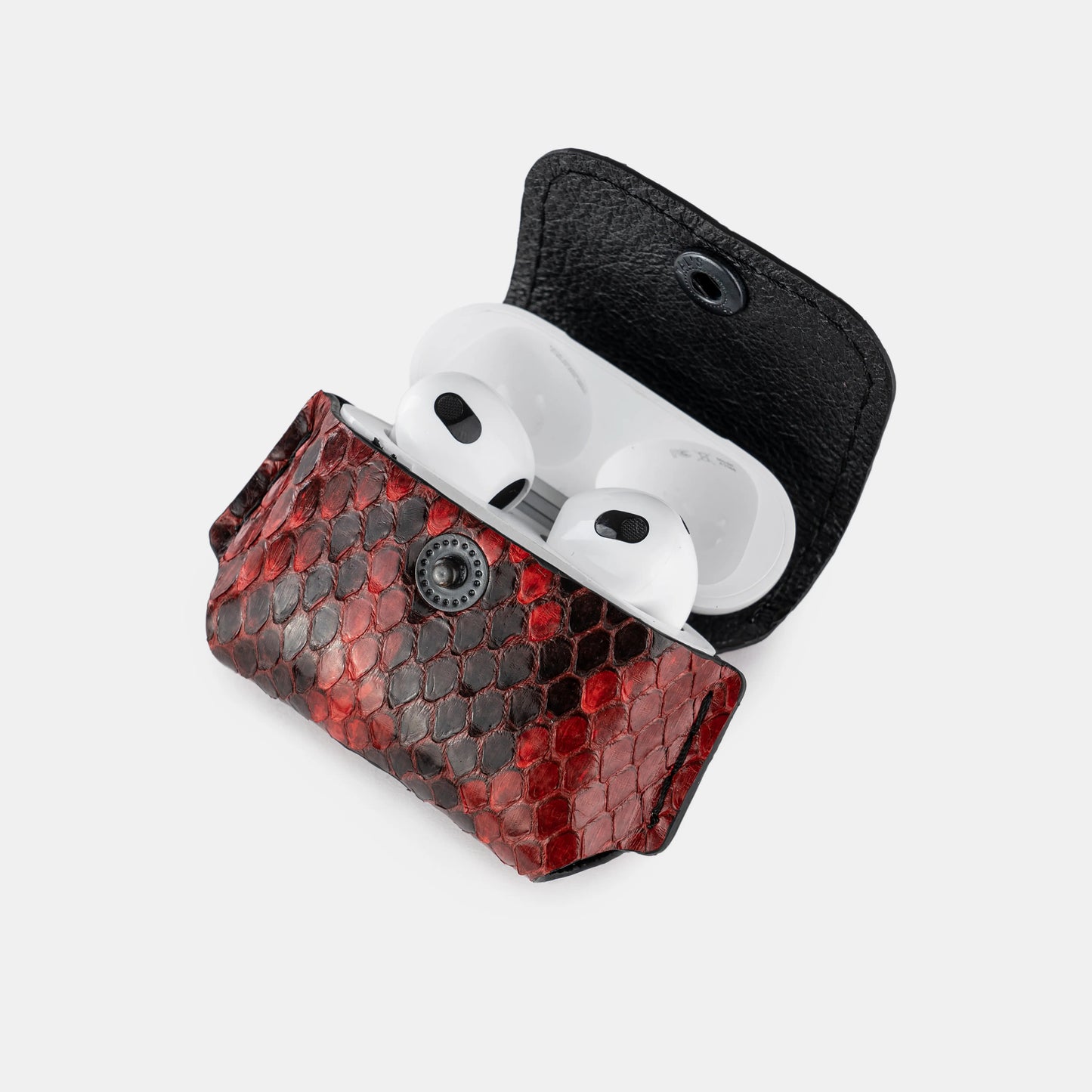 Чохол для AirPods 3 із червоної шкіри пітона з дрібними лусочками