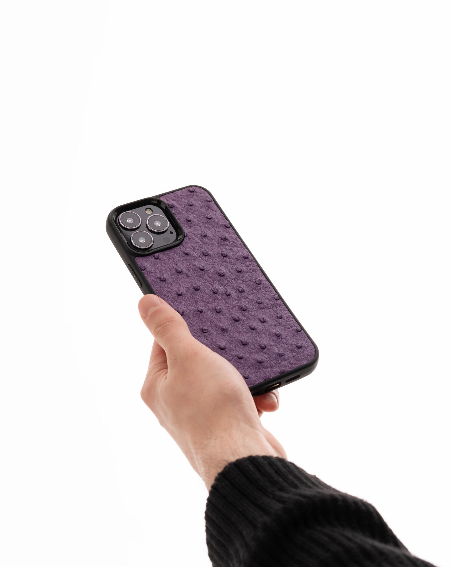 Чохол із фіолетової шкіри страуса для iPhone 12 Pro Max