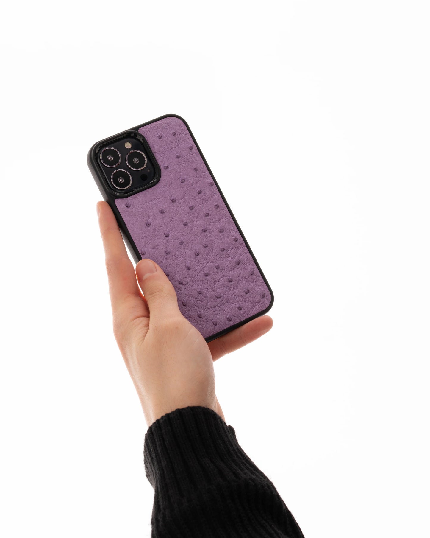 Чохол із лілової шкіри страуса з фолікулами для iPhone 14 Plus