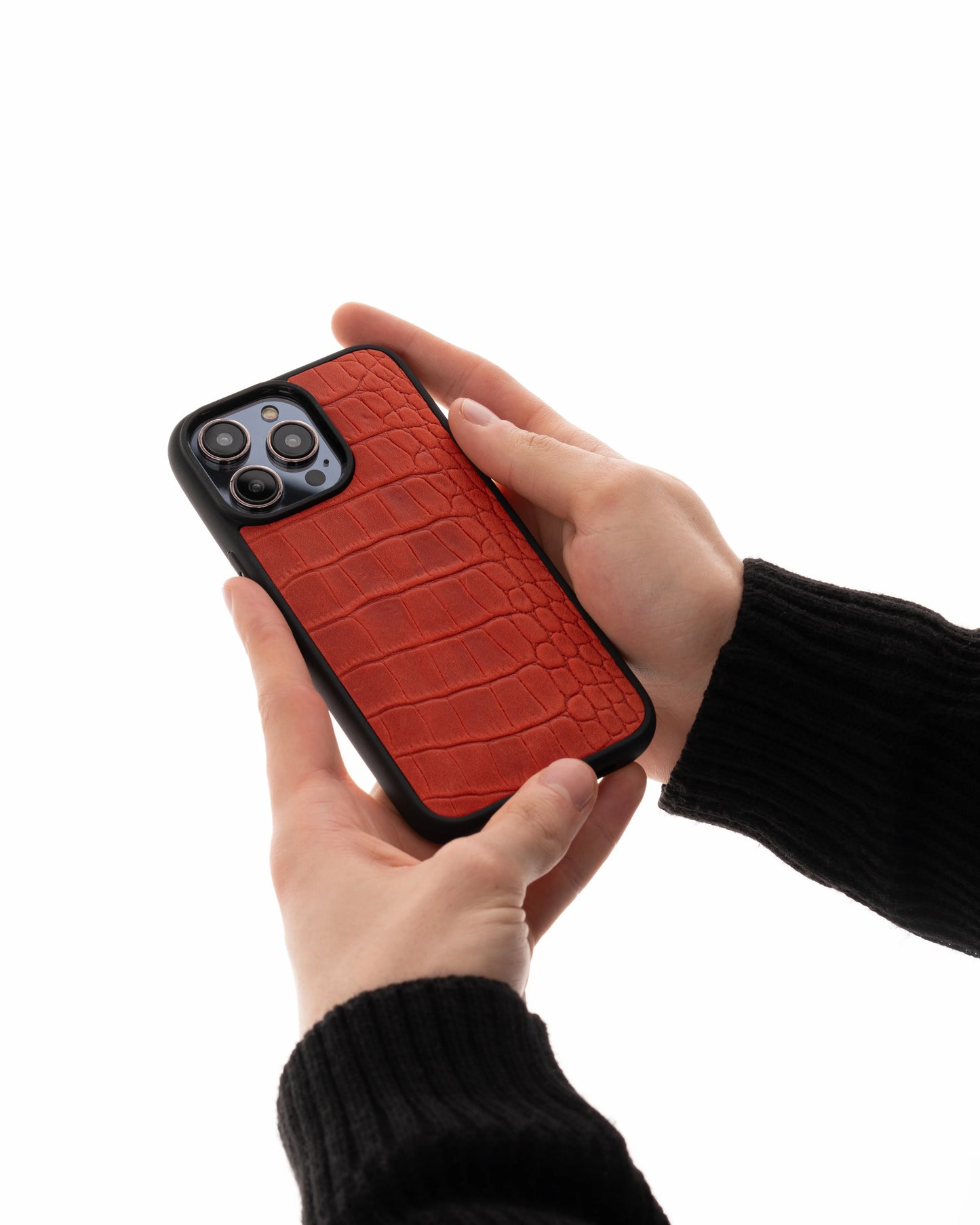 Чохол із червоного тиснення під крокодила на телячій шкірі для iPhone 12 Mini