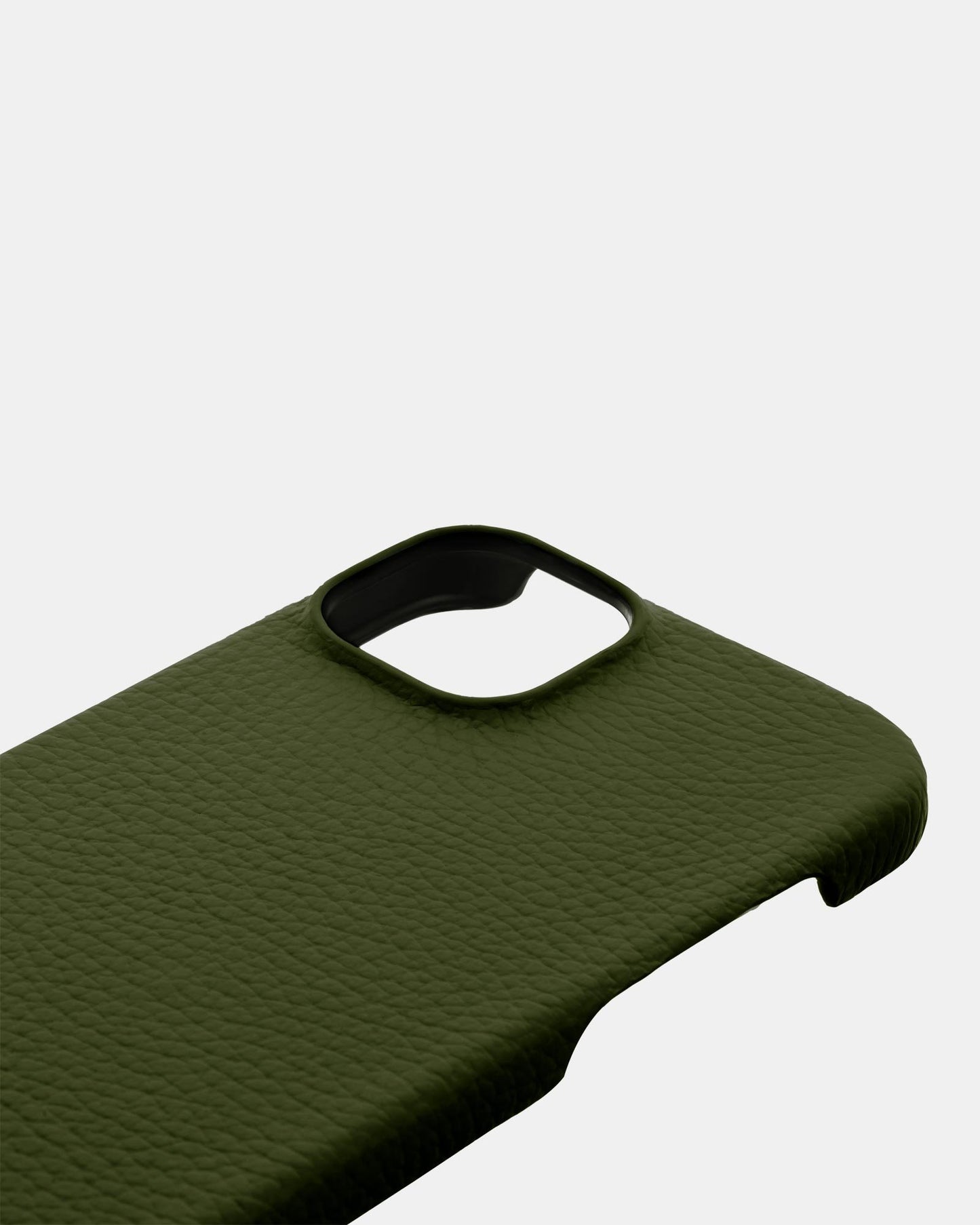 Оливковий шкіряний чохол для iPhone 15