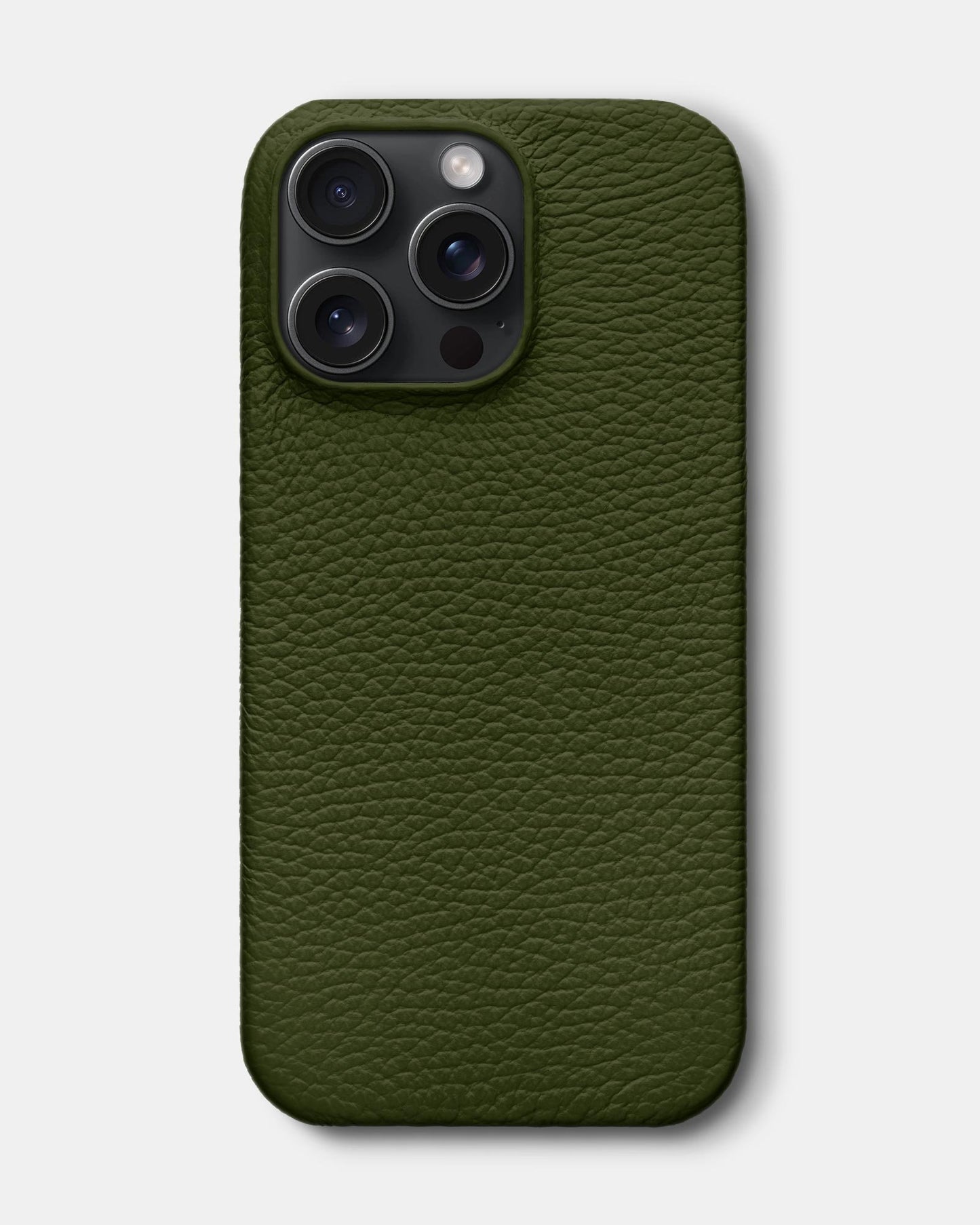 Оливковий шкіряний чохол для iPhone 16 Pro Max