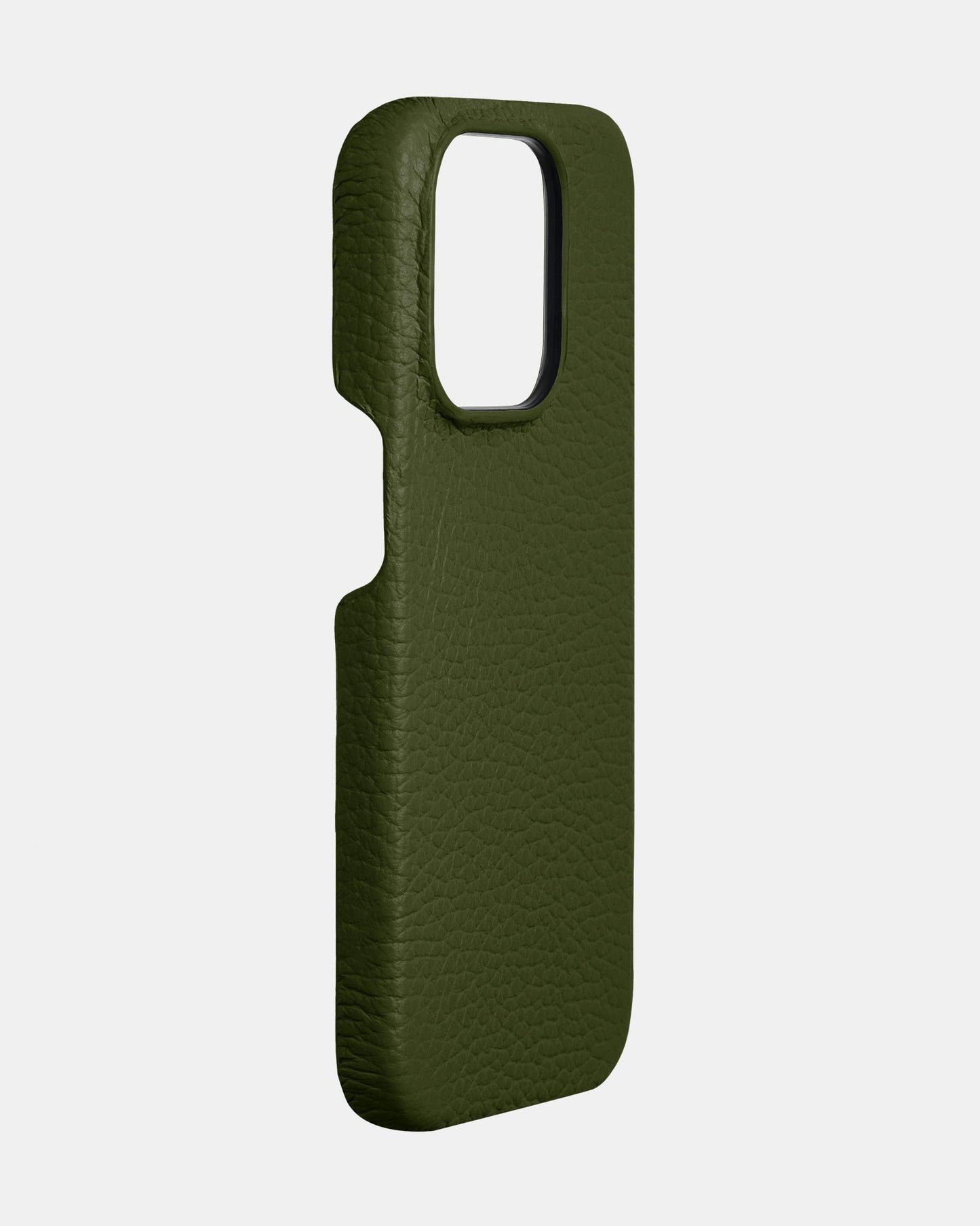 Оливковий шкіряний чохол для iPhone 16 Pro Max