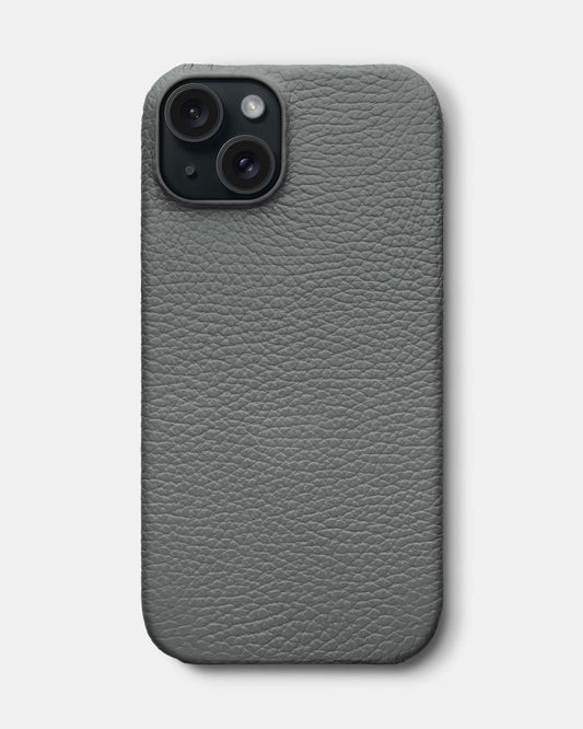 Сірий шкіряний чохол для iPhone 15 Plus