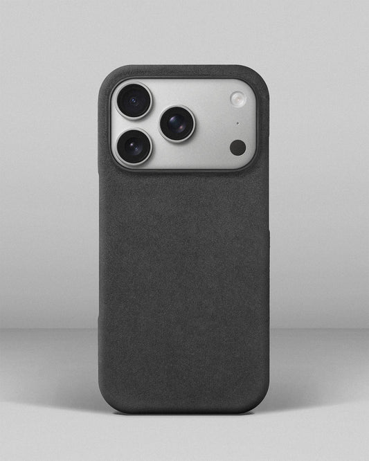 Gray Alcantara case for iPhone 17 Pro