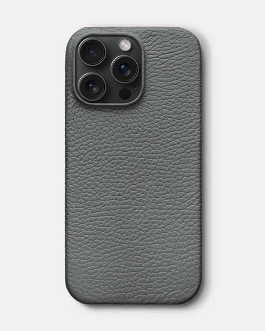 Сірий шкіряний чохол для iPhone 15 Pro Max