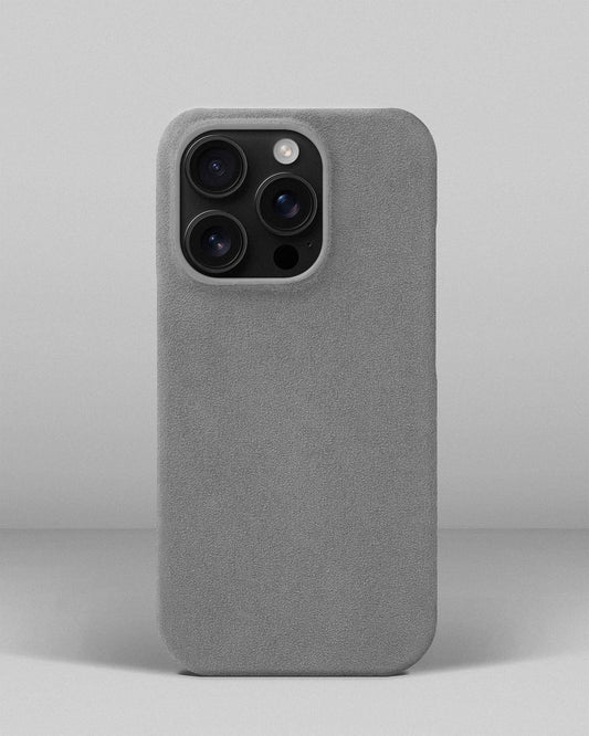 Світло-сірий чохол з алькантари для iPhone 16 Pro