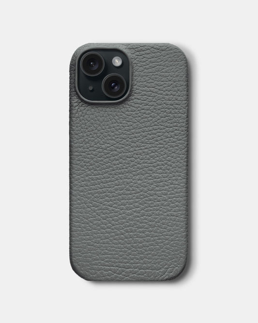 Сірий шкіряний чохол для iPhone 15