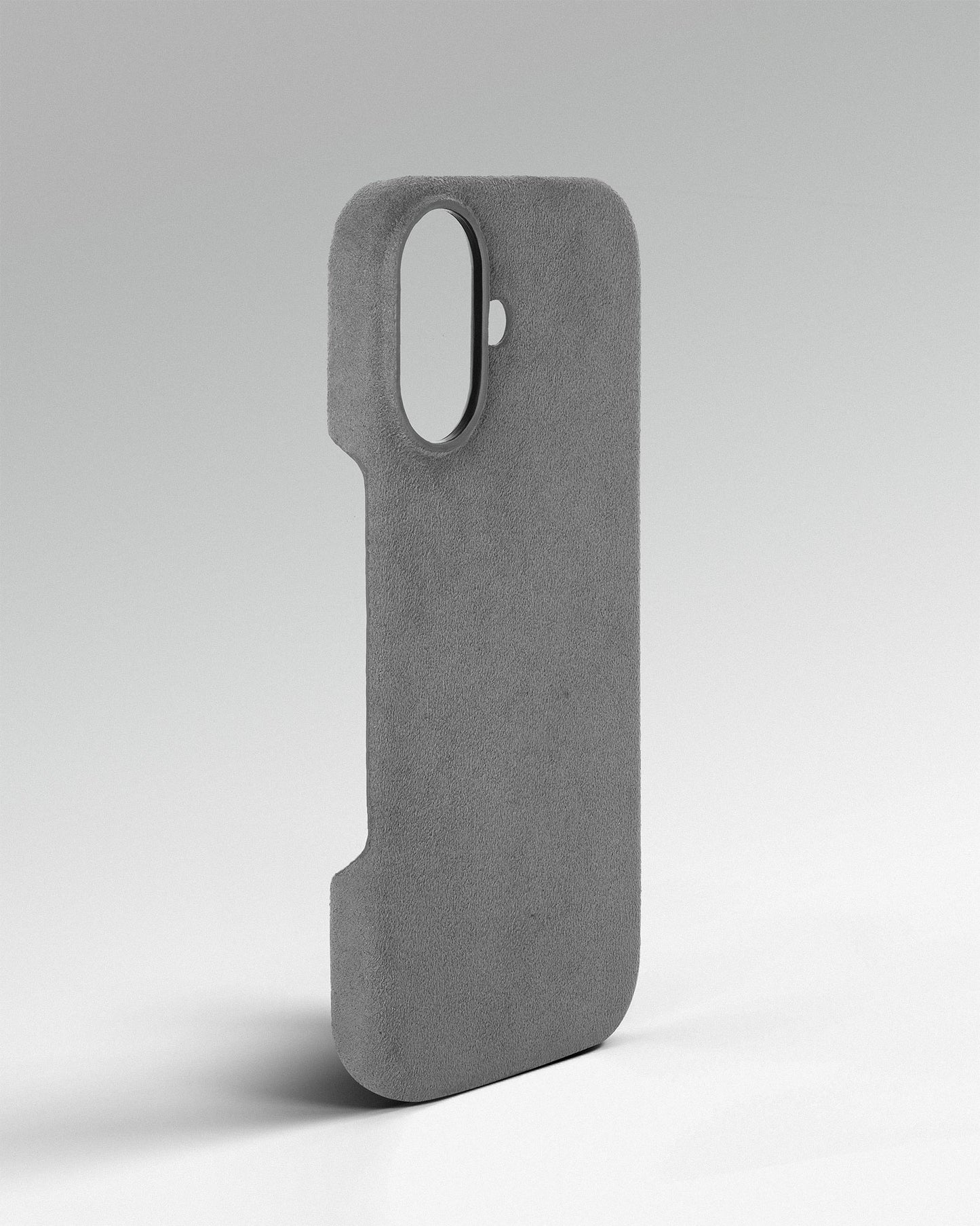 Light gray Alcantara case for iPhone 17