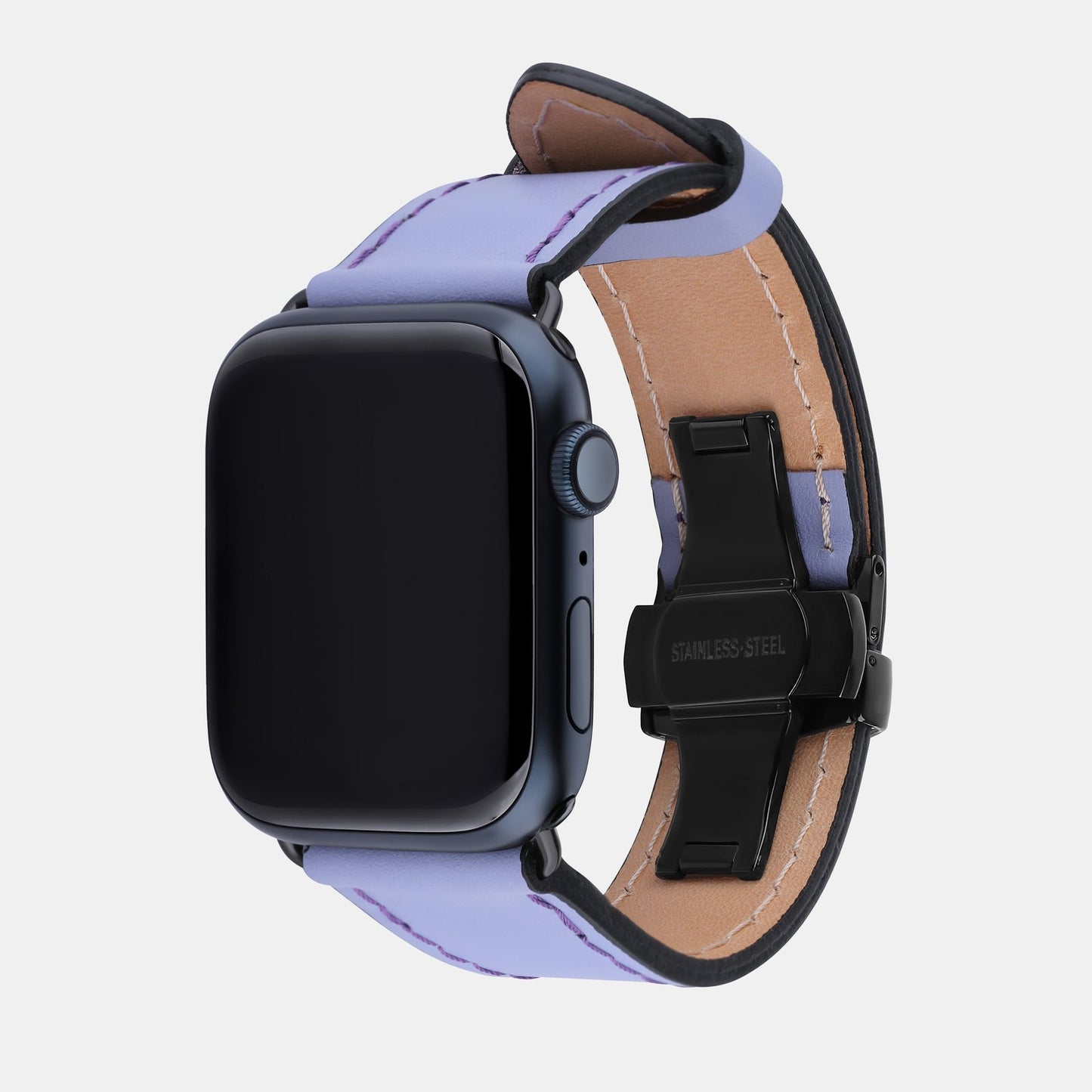 Strap for Apple Watch made of calf leather in lilac color