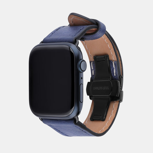 Ремінець для Apple Watch зі шкіри страуса без фолікул в темно-синьому кольорі