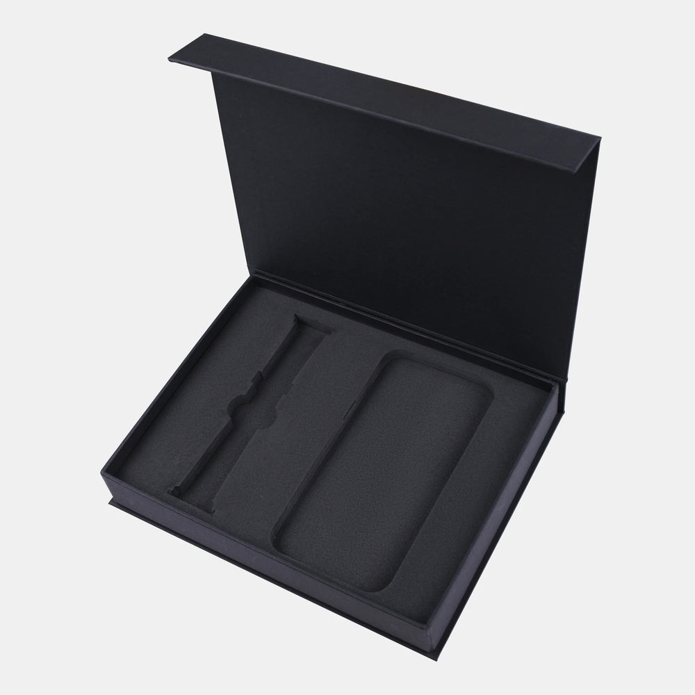 Набір з чорної телячої шкіри, чохол для iPhone та ремінець Apple Watch