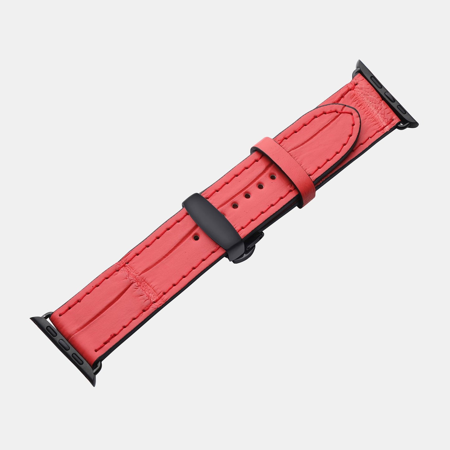 Ремінець для Apple Watch зі шкіри крокодила у червоному кольорі