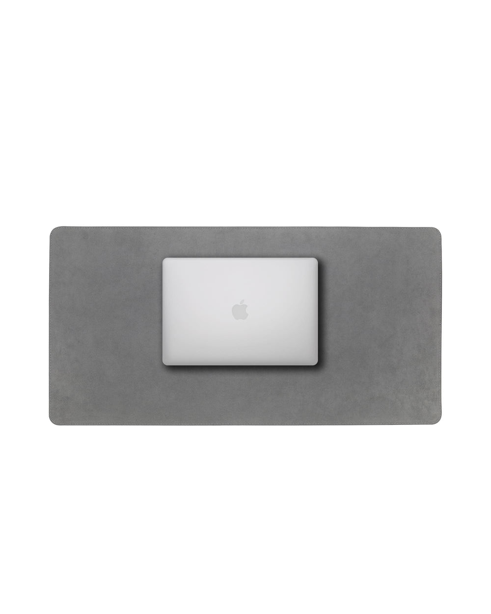 Desk mat made of light gray alcantara