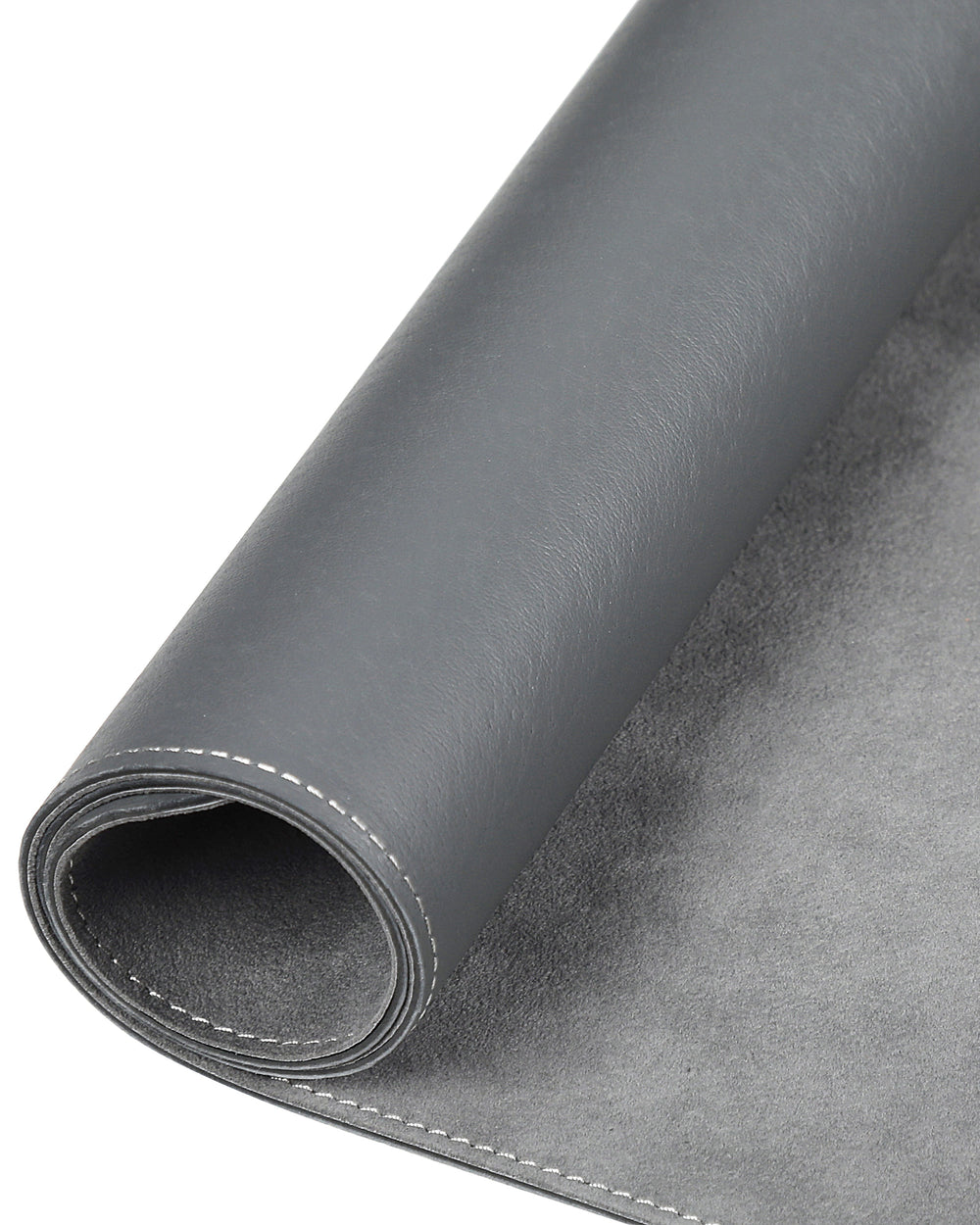 Desk mat made of light gray alcantara