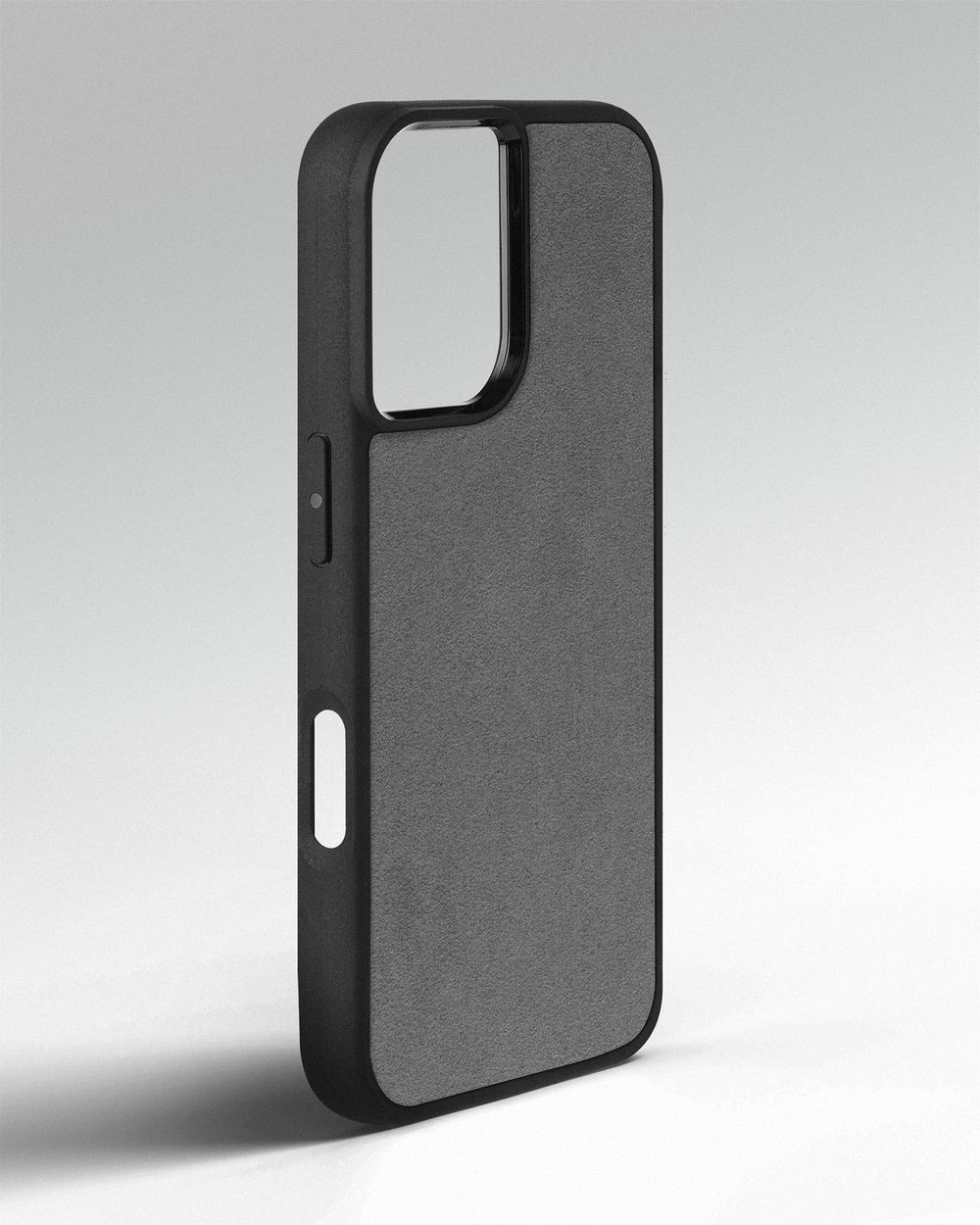 Case with light gray alcantara insert for iPhone 16 Plus