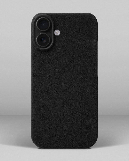 Чорний чохол з алькантари для iPhone 16 Plus