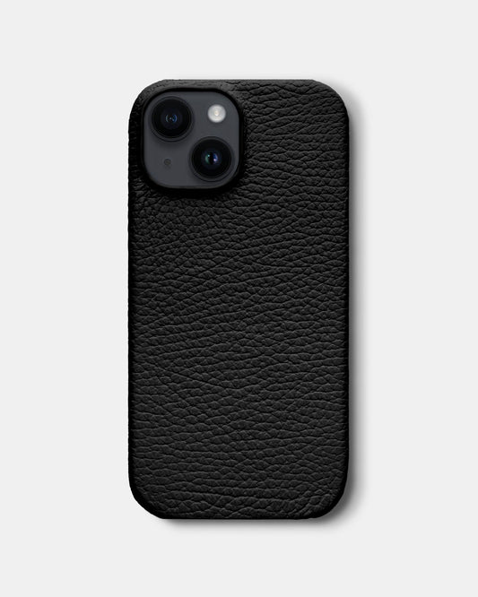 Чорний шкіряний чохол з телячої шкіри для iPhone 14