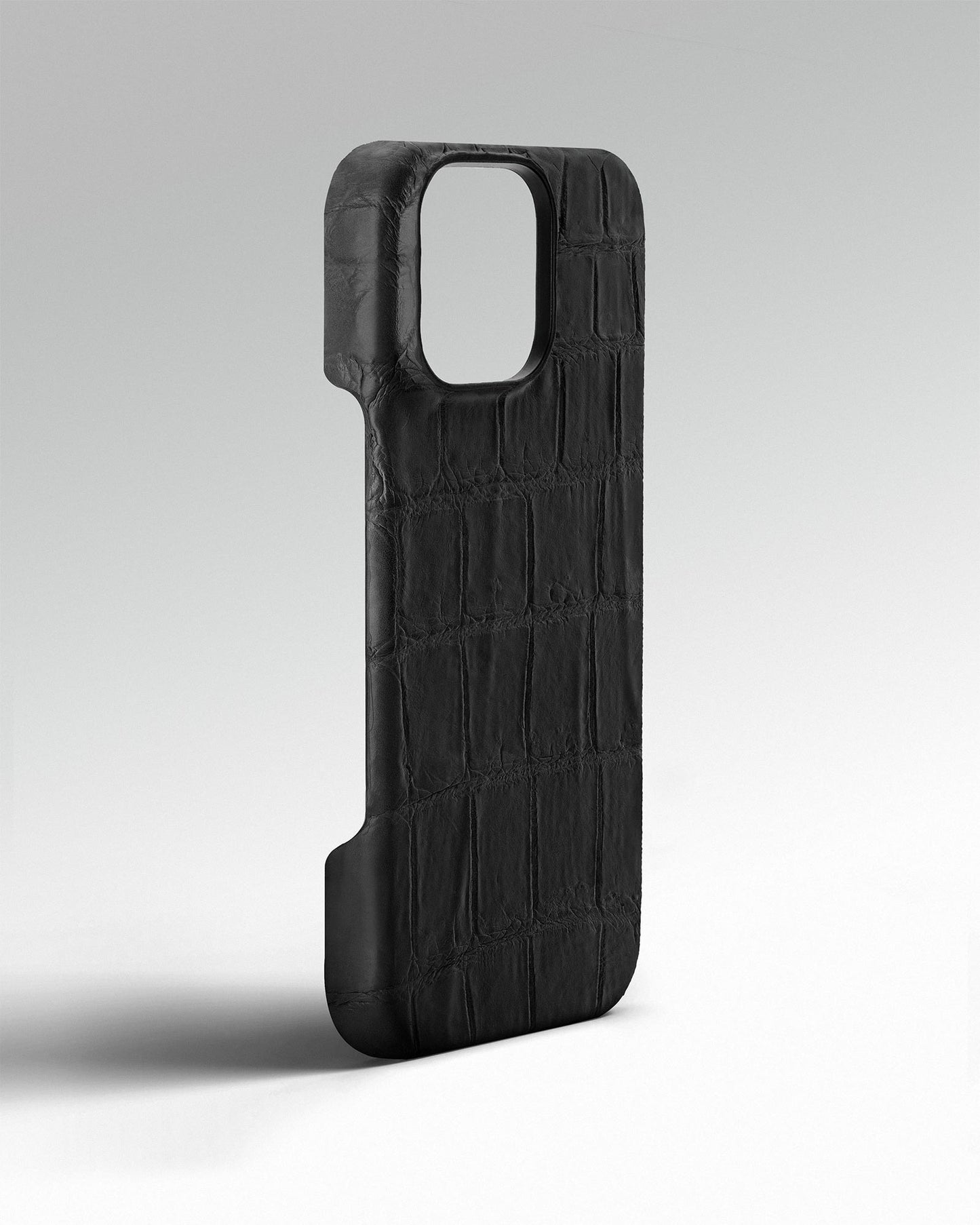 Чорний чохол обтягнутий шкірою крокодила для iPhone 14 Pro Max