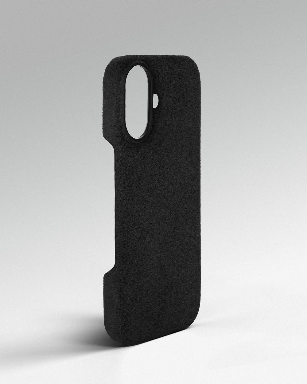 Black Alcantara case for iPhone 17