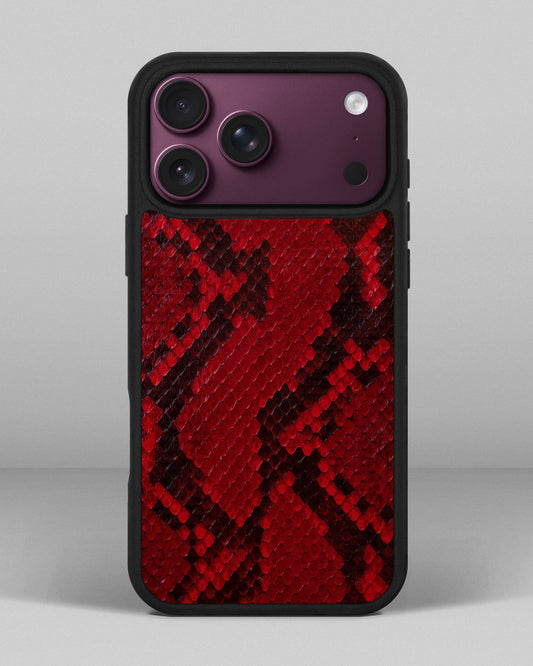 Чохол із червоної шкіри пітона з дрібними лусочками для iPhone 18 Pro Max