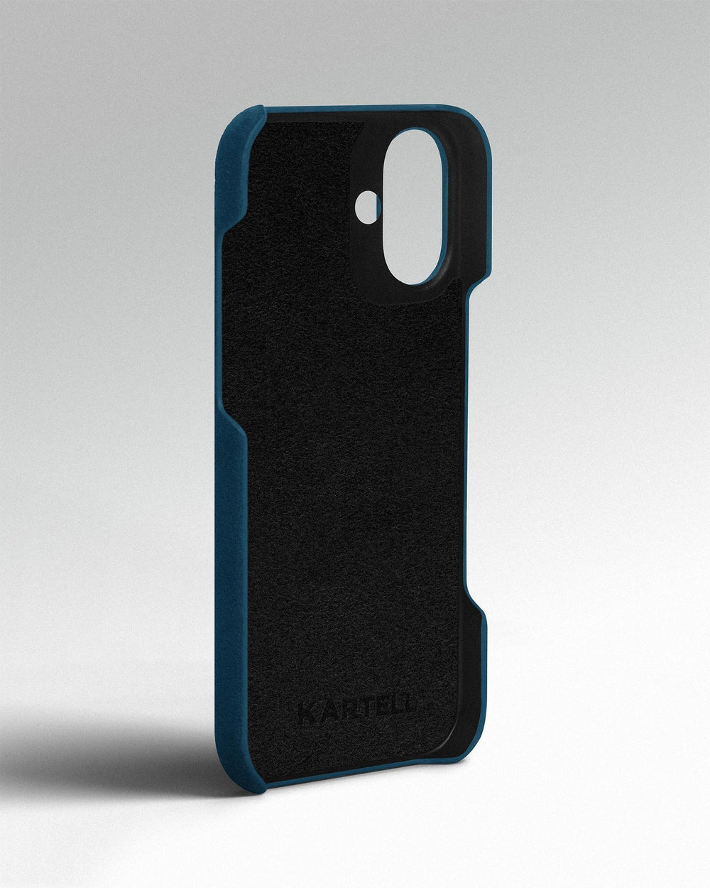 Синій обтягнутий чохол з алькантари для iPhone 16 Plus