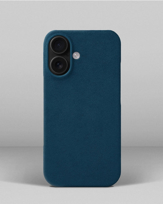 Синій чохол з алькантари для iPhone 16