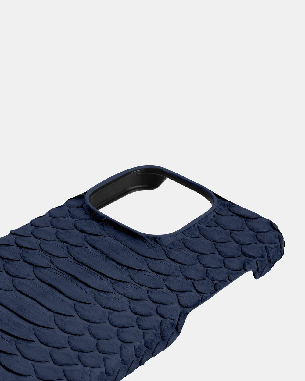 Leather case in dark blue python for iPhone 14 Pro Max
