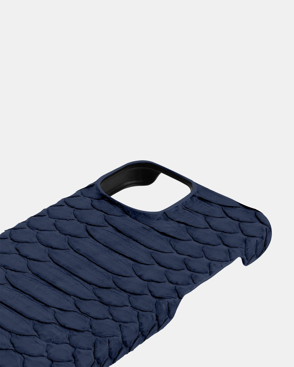 Leather case made of dark blue python for iPhone 15 Plus
