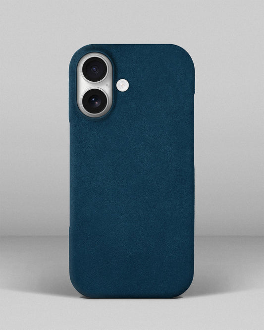 Blue Alcantara case for iPhone 17