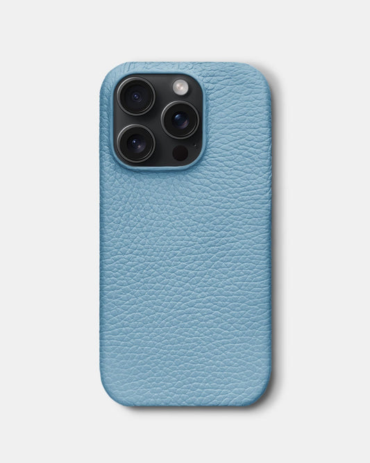 Блакитний шкіряний чохол для iPhone 15 Pro